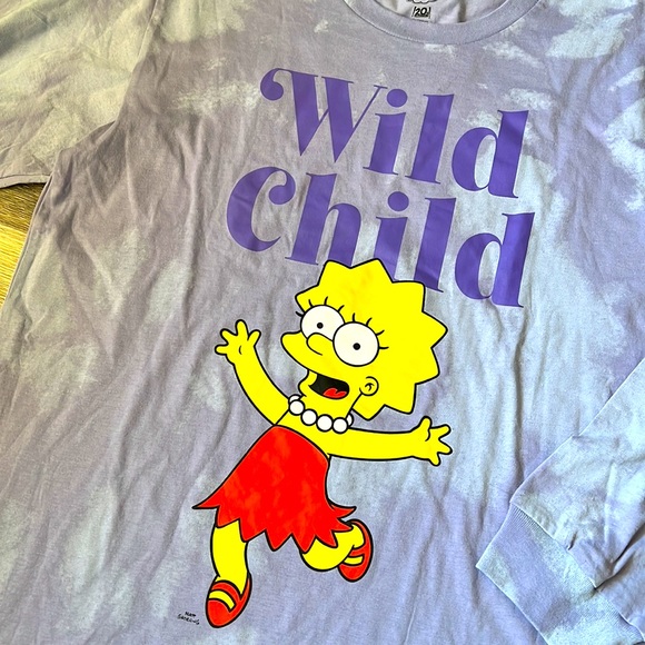 The Simpson Wild Child Lisa LS Tie Dye Purple T-Shirt size S New - Picture 4 of 7